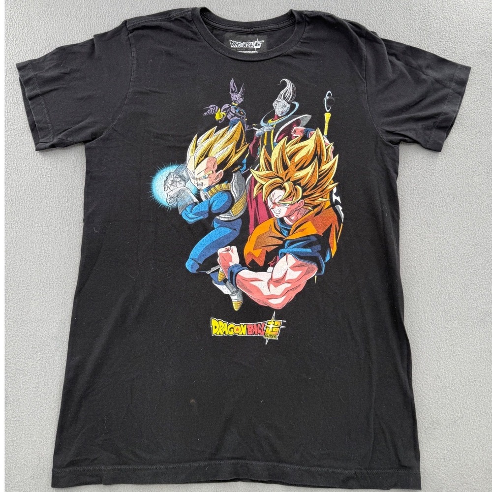 Dragon Ball Super T-Shirt S Black Goku Vegeta Beerus Graphic Anime Collectible